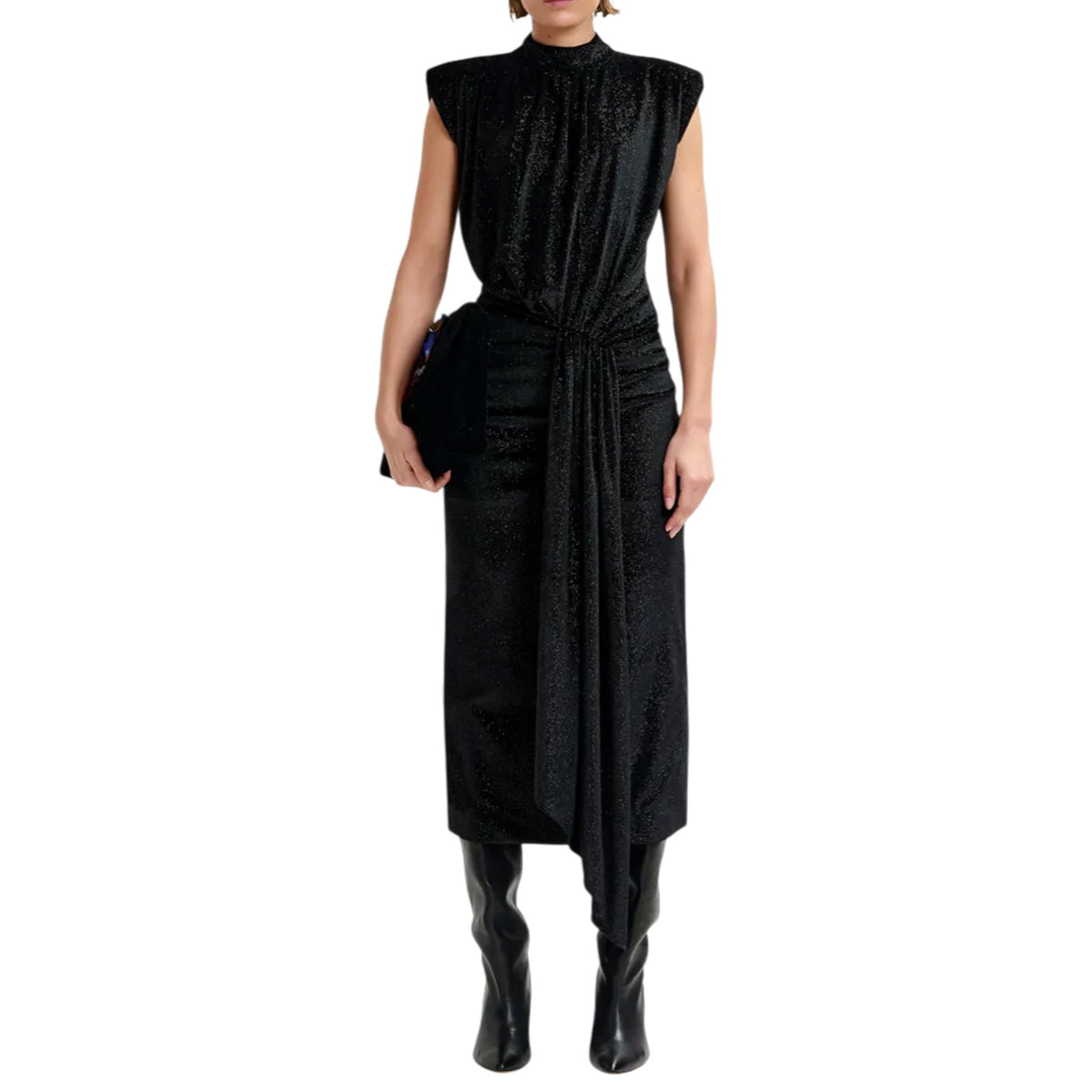 Dress ESSENTIEL ANTWERP WOMAN INCHE-VELVET-BLACK JERSEY