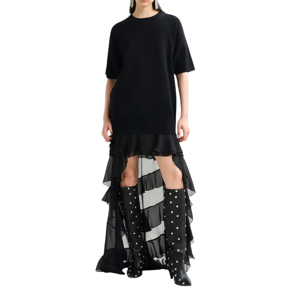 Dress ESSENTIEL ANTWERP WOMAN IMAILLE-KNITTED-DRESS BLACK 
