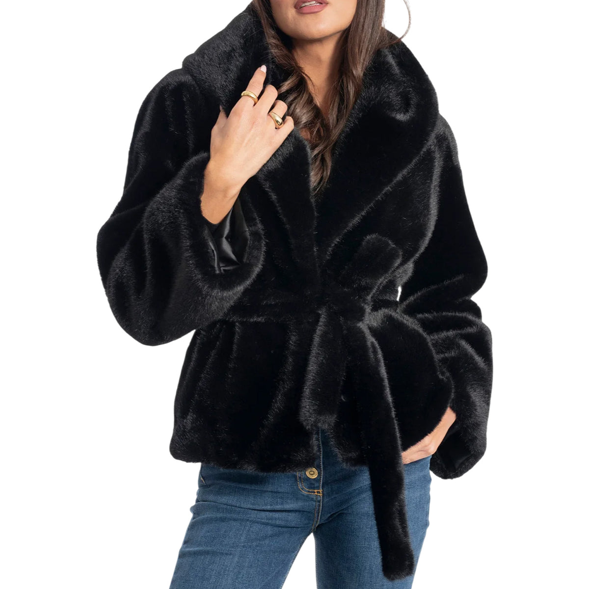 Pelliccia YES LONDON Donna ECO-030 NER 